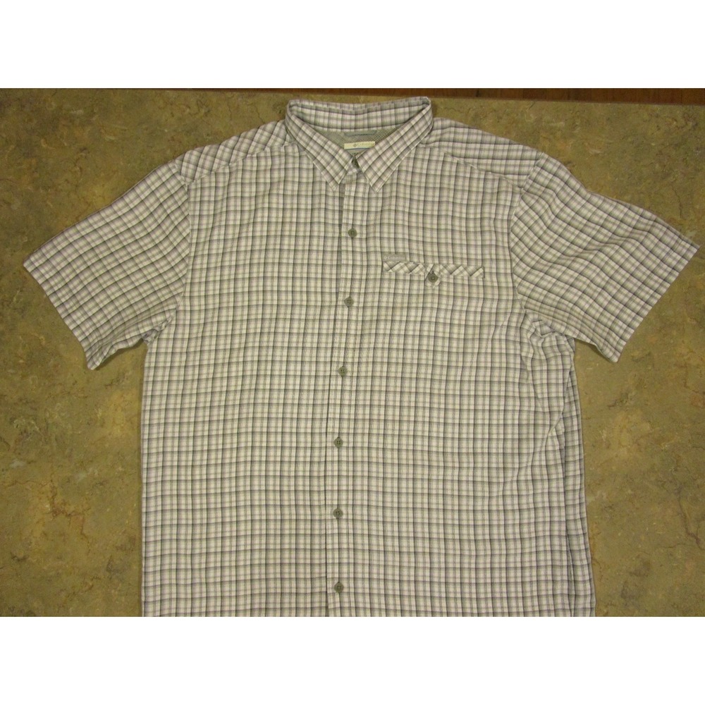 Columbia Plaid SS Shirt Mens Hiking Camping Fishing Button up Cotton XL